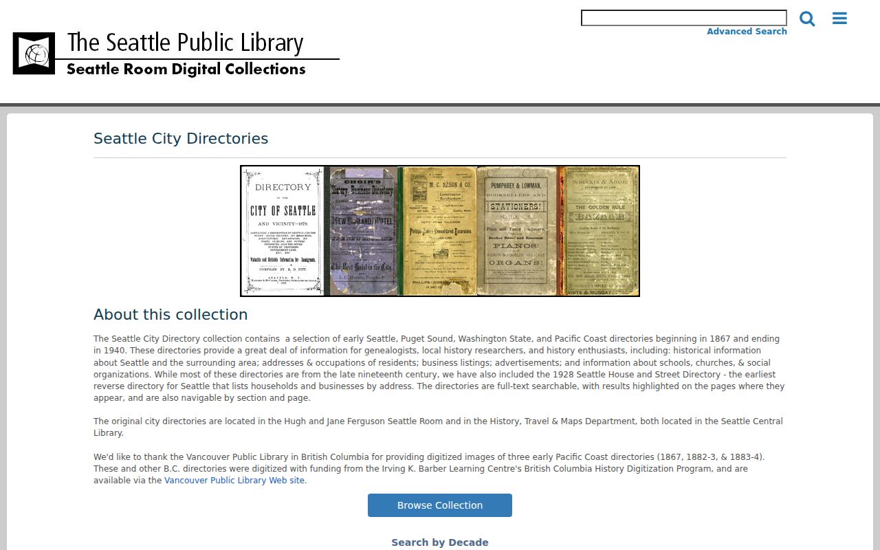 Cottage Lake city directories research at Seattle Public Library