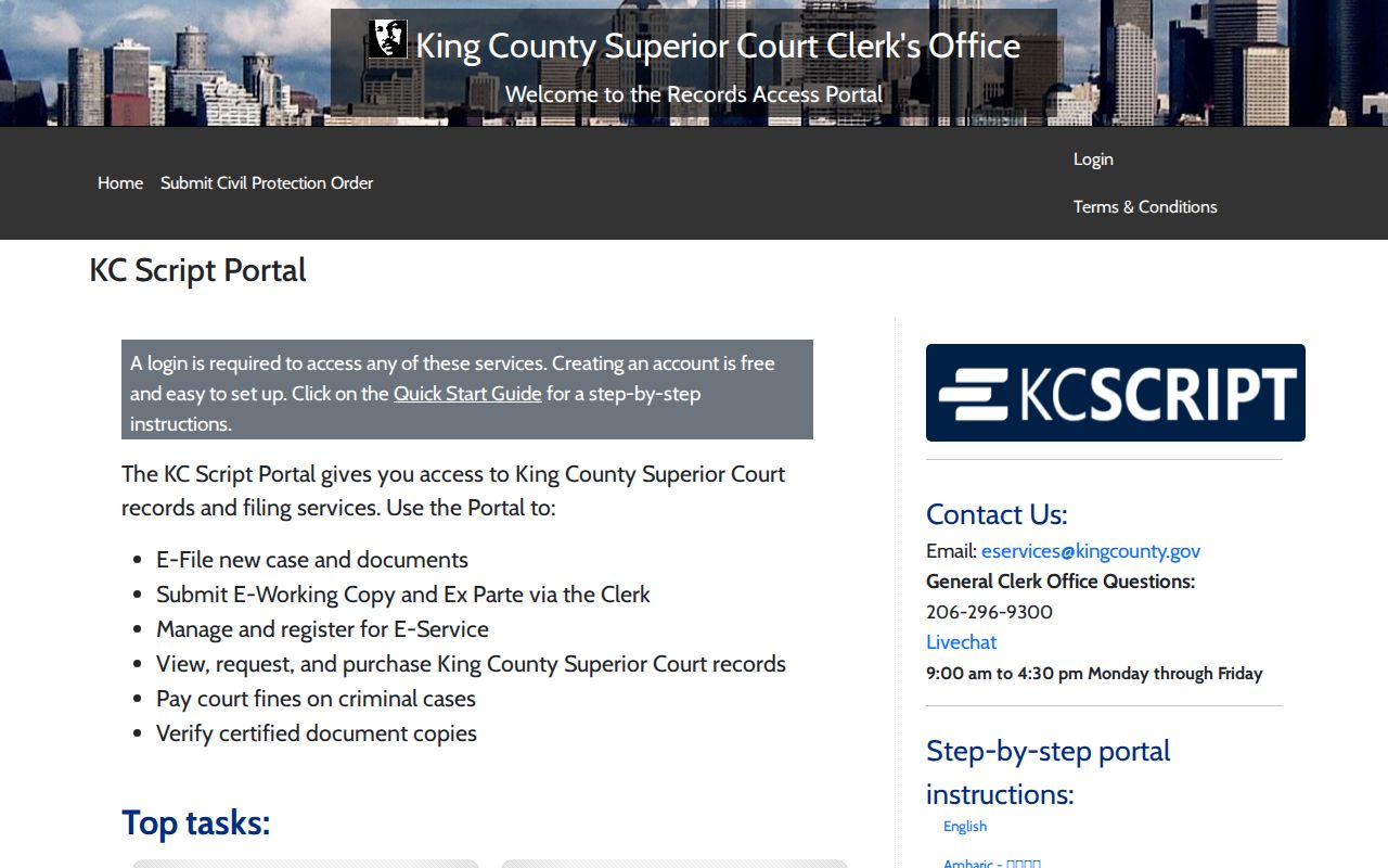 Cottage Lake resident lookup King County Superior Court portal